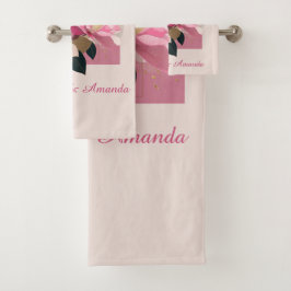 Pink Camellia Bloom Badhandtuch Set