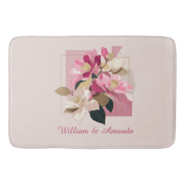 Pink Camellia Bloom Bath Mat Badematte