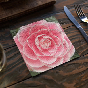 Pink Camellia Bloom Floral Serviette