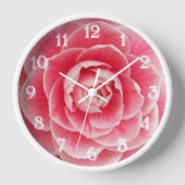 Pink Camellia Bloom Floral Wanduhr (Vorderseite)