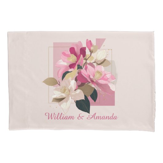 Pink Camellia Bloom Pillowcase Kissenbezug (Vorderseite)