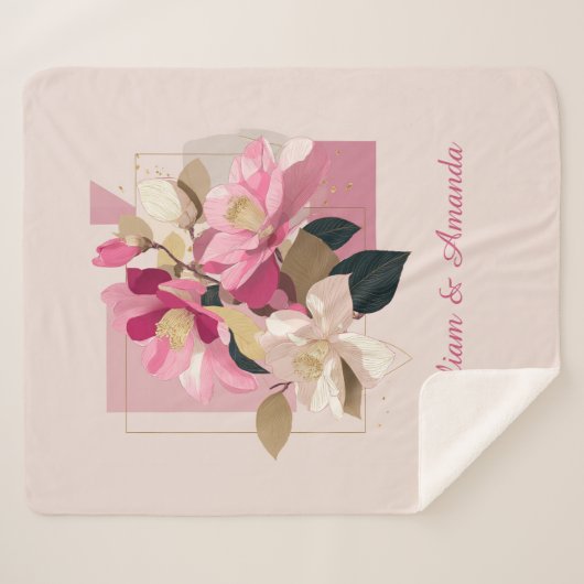 Pink Camellia Bloom Sherpadecke (Vorderseite (Horizontal))