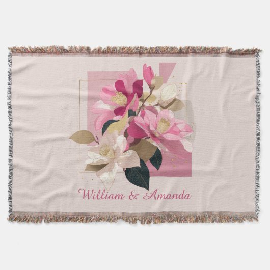 Pink Camellia Bloom Throw Blanket Decke (Vorderseite)