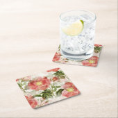 Pink Camellia Blumenmuster Rechteckiger Pappuntersetzer (Vor Ort)