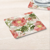 Pink Camellia Blumenmuster Rechteckiger Pappuntersetzer (angewinkelt)
