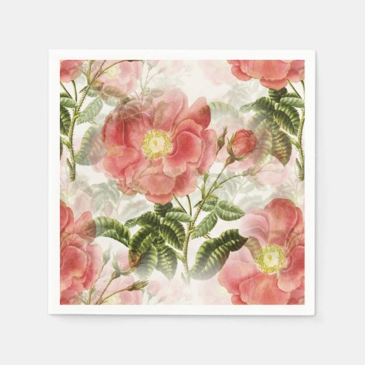 Pink Camellia Blumenmuster Serviette (Vorderseite)