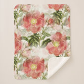 Pink Camellia Blumenmuster Sherpadecke (Vorderseite)