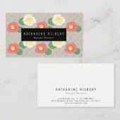 Pink Camellia Pattern Taupe Greige Business Card Visitenkarte (Vorne/Hinten)