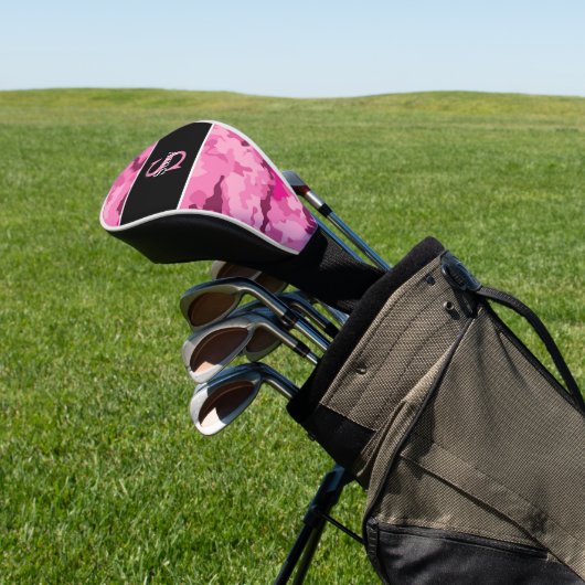 Pink Camo Hunter Camouflage Initial Monogram Golf Headcover (In SItu)