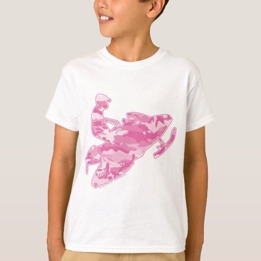 Pink Camoflage Snowmobiler T-Shirt (Vorderseite)