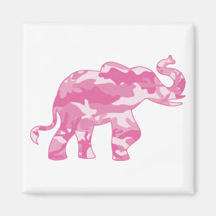 Pink-Camoflauge-Elefant Magnet