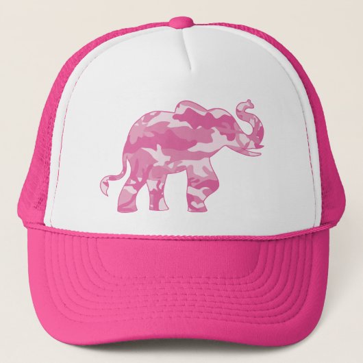 Pink-Camoflauge-Elefant Truckerkappe (Vorderseite)