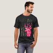 Pink Camouflage American Flag Camouflage Buck Hunt T-Shirt (Vorne ganz)