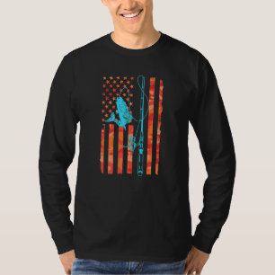 Pink-Camouflage American Flag Fishing Pole Rod T-Shirt