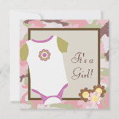 Pink Camouflage Baby Girl Dusche Einladungen (Vorderseite)
