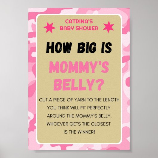 Pink Camouflage Babyduschzeichen Poster (Vorne)