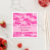 Pink Camouflage Camouflage Happy Birthday Party Serviette (Beispiel)