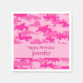 Pink Camouflage Camouflage Happy Birthday Party Serviette (Vorderseite)