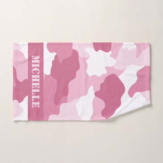 Pink Camouflage Camouflage Monogramm Badhandtuch Set (Handtuch)