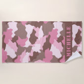 Pink Camouflage Camouflage Monogramm Strandtuch (Vorderseite)