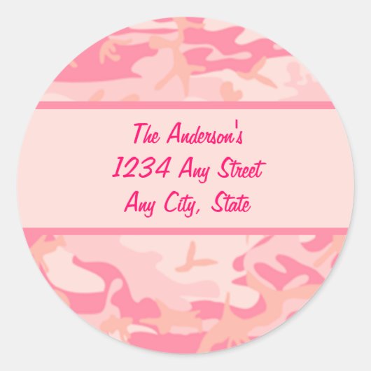 Pink Camouflage Cusom Monogram Runder Aufkleber (Vorderseite)