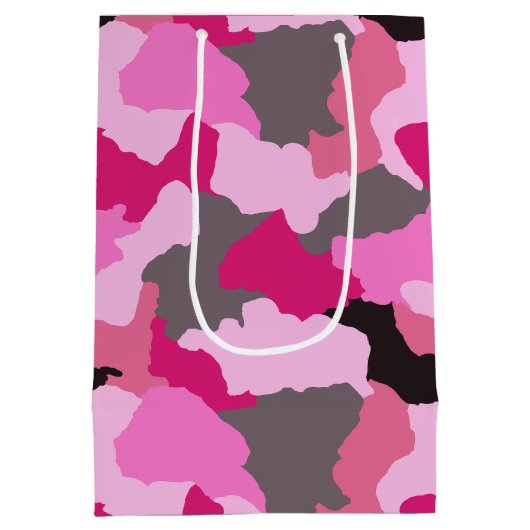 Pink Camouflage Custom Frohe Weihnachten Mittlere Geschenktüte (Rückseite)