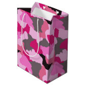 Pink Camouflage Custom Frohe Weihnachten Mittlere Geschenktüte (Rückseite Schrägansicht)