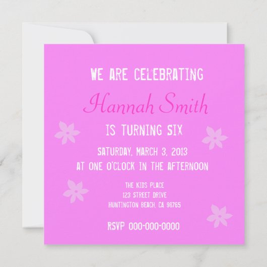 Pink Camouflage Einladung (Rückseite)