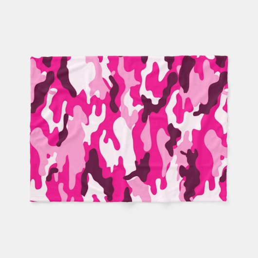 Pink Camouflage Fleece Blanken (Vorderseite (Horizontal))