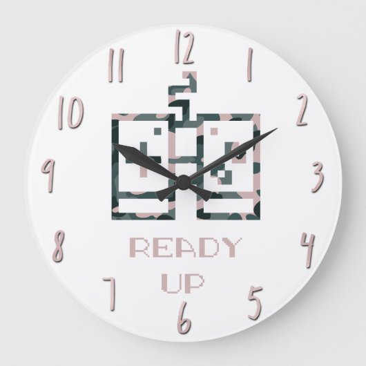 Pink Camouflage Gamecontroller - Erlebter Gamer Große Wanduhr (Vorderseite)