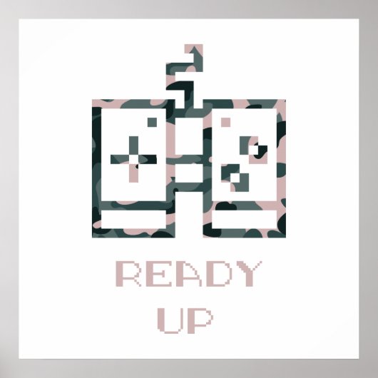 Pink Camouflage Gamecontroller - Erlebter Gamer Poster (Vorne)