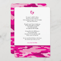 Pink Camouflage Girl Gedicht Babydusche Dankeschön