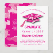 Pink Camouflage Graduation Party Einladung (Vorne/Hinten)