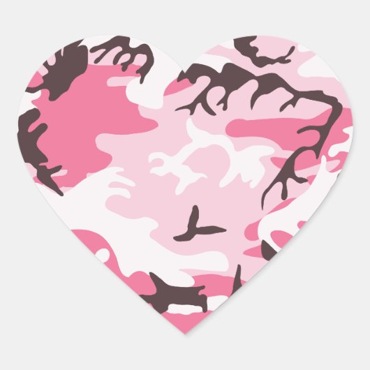 Pink Camouflage Herz-Aufkleber (Vorderseite)
