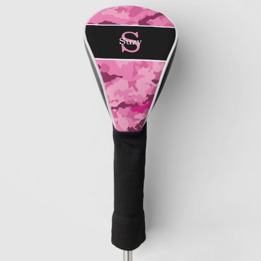 Pink Camouflage Hunter Camouflage Initial Monogram Golf Headcover (Vorderseite)