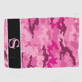 Pink Camouflage Hunter Camouflage Initial Monogram Golfhandtuch (Horizontal)