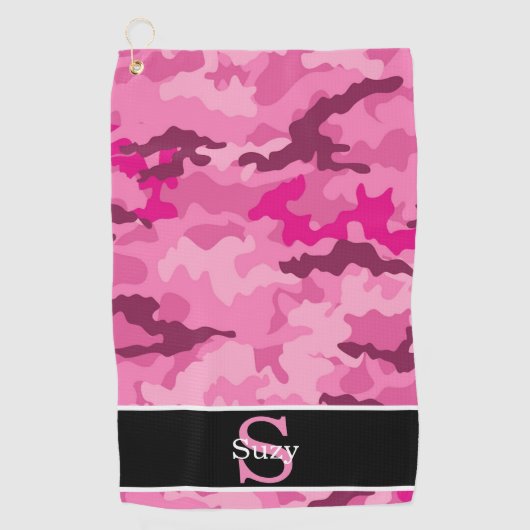 Pink Camouflage Hunter Camouflage Initial Monogram Golfhandtuch (Vorderseite)