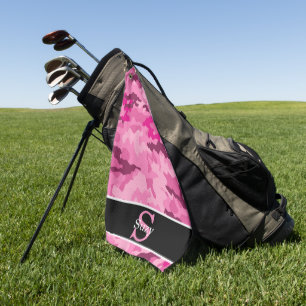Pink Camouflage Hunter Camouflage Initial Monogram Golfhandtuch