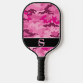 Pink Camouflage Hunter Camouflage Initial Monogram Pickleball Schläger (Rückseite)