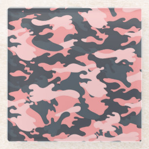 Pink Camouflage: Klassisches Vintages Muster Glasuntersetzer