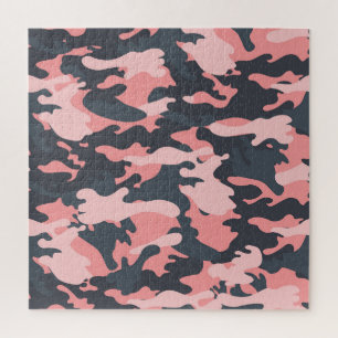 Pink Camouflage: Klassisches Vintages Muster Puzzle
