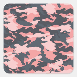 Pink Camouflage: Klassisches Vintages Muster Quadratischer Aufkleber