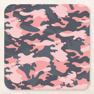 Pink Camouflage: Klassisches Vintages Muster Rechteckiger Pappuntersetzer