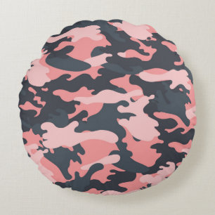 Pink Camouflage: Klassisches Vintages Muster Rundes Kissen