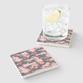Pink Camouflage: Klassisches Vintages Muster Steinuntersetzer (Seitenansicht)