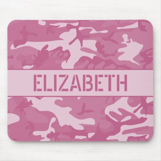 Pink Camouflage Mit Monogramm Mousepad (Vorne)