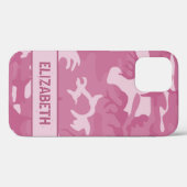 Pink Camouflage Monogram Case-Mate iPhone Hülle (Rückseite (Horizontal))