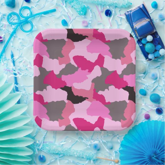 Pink Camouflage Pappteller (Party)