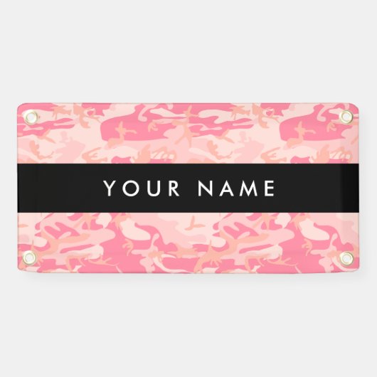 Pink Camouflage Pattern, Ihr Name, Personalisieren Banner (Horizontal)