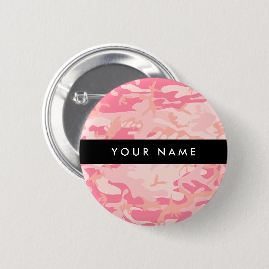 Pink Camouflage Pattern, Ihr Name, Personalisieren Button (Vorne & Hinten)